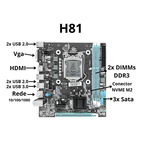 Pc Computador Intel I5 4570 H81 Ssd 240 Ram 16gb 1600 16 Gb 240 Gb 16 Gb Integrada