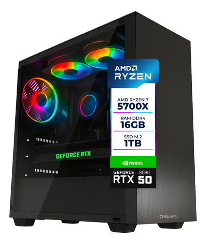 Pc Gamer Bluepc Aura - Ryzen 7 5700x 16gb Rtx 5060 Ssd 1tb