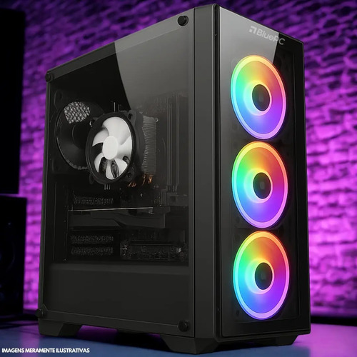 PC Gamer Completo BluePC RUSH - Intel Core i7 16GB RAM Radeon RX 580 8GB SSD 512GB Monitor 23" 75Hz Full HD - PGBP-RUS1049