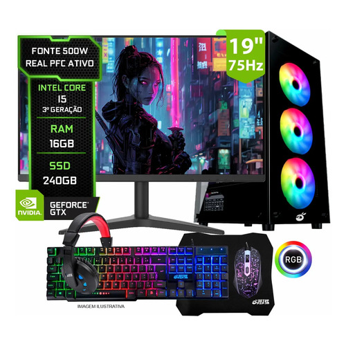 Pc gamer completo intel i5 16gb ram ssd 240gb video 1gb 240