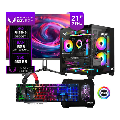 Pc gamer completo ryzen 5 5600gt 16gb ddr4 ssd 960gb 960 gb