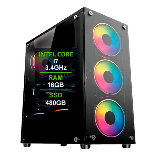 Pc gamer cpu intel i7 34ghz ssd 480gb memoria ram 16gb 500w