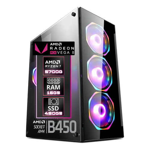 Pc gamer facil pulse com ryzen 7 5700g 16gb de ram e ssd de