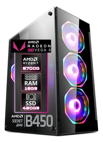 PC Gamer Fácil Pulse com Ryzen 7 5700G, 16GB de RAM e SSD de 480GB