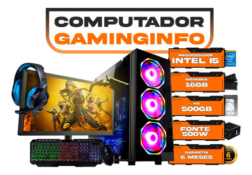 Pc Gamer Intel I5 16gb 500gb Monitor 19 Kit Gamer W10 Origi