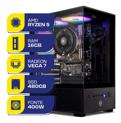 Pc gamer mcl amd ryzen 5 5600gt 16gb ddr4 ssd 480gb