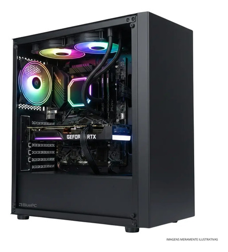 PC Gamer|Workstation - AURA by BluePC, AMD Ryzen 7 5700X, Placa mãe B550, GeForce RTX 5070 12GB GDDR7, 16GB DDR4, SSD M.2 PCIe 1TB, Fonte 750W 80 Plus, Jogue, Crie, Edite, Desenvolva - PGBP-AUR126