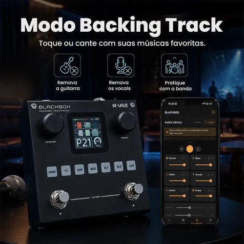 Pedal Multiefeitos M-Vave Blackbox Digital Para Guitarra Com Bluetooth