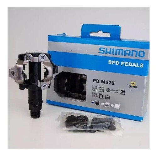 Pedal Shimano Pd-m520 Mtb Preto Com Tacos C/ Nf