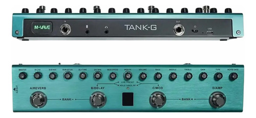Pedaleira m vave tank g pedal de guitarra cor verde claro