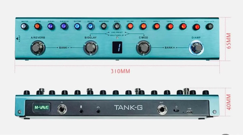 Pedaleira M-Vave Tank-G Pedal de Guitarra Cor Verde-Claro