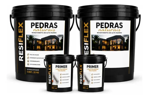 Pedra natural resiflex revestimento decorativo 40kg kit