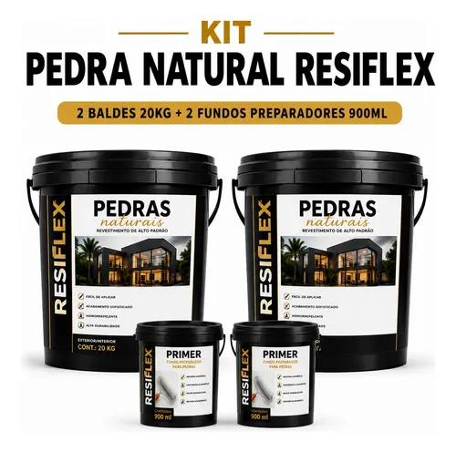 Pedra Natural Resiflex Revestimento Decorativo 40kg Kit