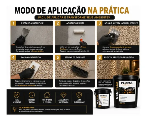 Pedra Natural Resiflex Revestimento Decorativo 40kg Kit