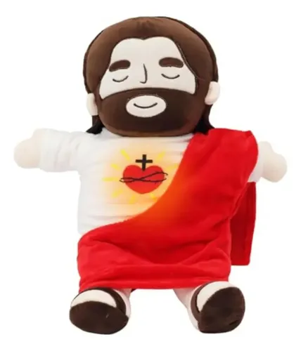 Pelucia jesus que respira com musica e luzes 38cm