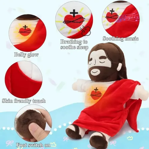 Pelúcia Jesus Que Respira Com Música E Luzes 38cm