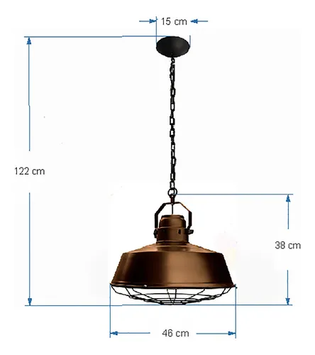 Pendente Industrial Retro, 46 Cm De Diâmetro C/ Grade