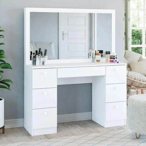 Penteadeira ditalia 7 gavetas pe 80 branco uv acetinado