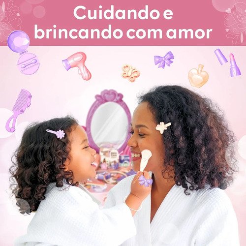 Penteadeira Infantil Menina Acessórios Princesa Maquiagem Cor Rosa