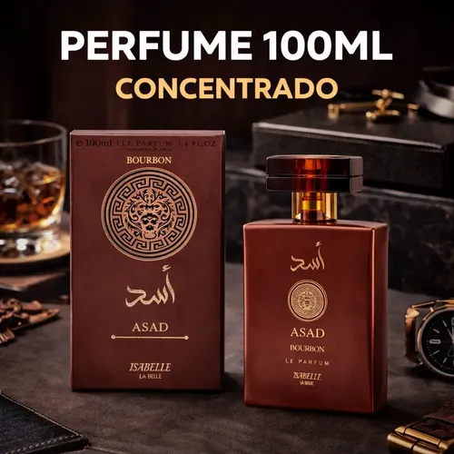 Perfume Arábe Asad Bourbon 100ml - Marca Isabelle La Belle | Fixação Intensa, Notas Amadeiradas Marcantes E Elegância Masculina