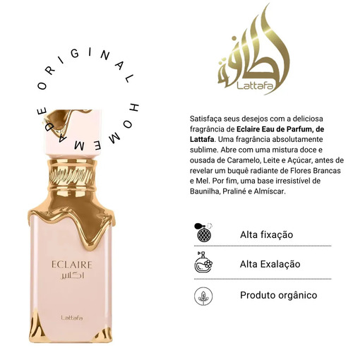 Perfume Árabe Eclaire Eau De Parfum Lattafa 100ml Feminino 100% Original Com Nf
