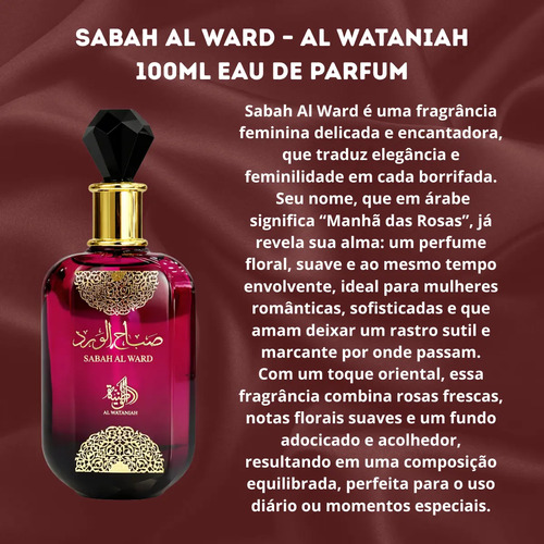 Perfume Arabe Feminino Al Wataniah Sabah Al Ward Edp 100ml