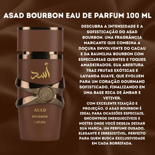 Perfume Árabe Masculino Asad Bourbon Lattafa Eau De Parfum 100ml