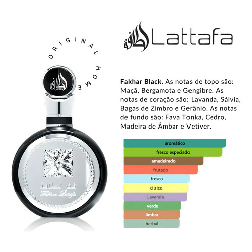 Perfume Árabe Masculino Fakhar Black Lattafa Edp 100ml