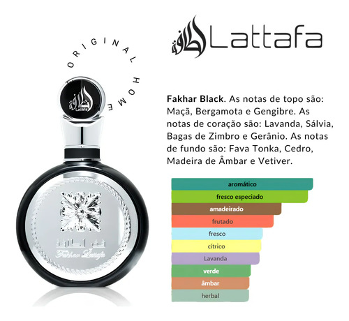 Perfume Árabe Masculino Fakhar Black Lattafa Edp 100ml