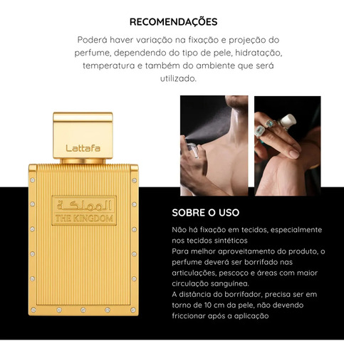 Perfume Árabe The Kingdom Eau De Parfum Lattafa 100ml Para Homens Masculino