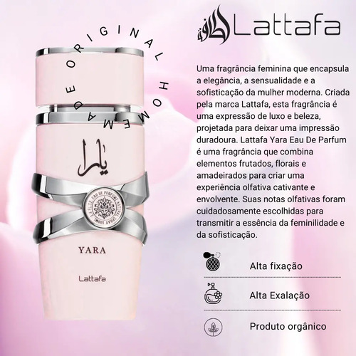 Perfume Arabe Yara Lattafa Eau De Parfum 100ml Original C Nf