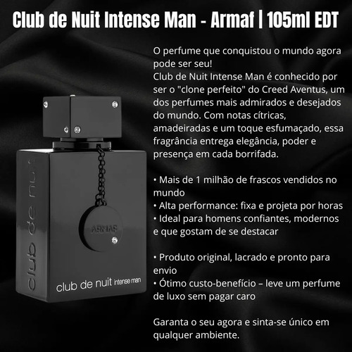 Perfume Club De Nuit Intense Da Armaf Edt 105ml Masculino