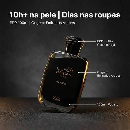 Perfume Eau de Parfum Rasasi Hawas Black Masculino 100 ml