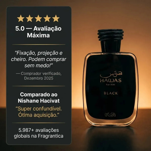 Perfume Eau de Parfum Rasasi Hawas Black Masculino 100 ml