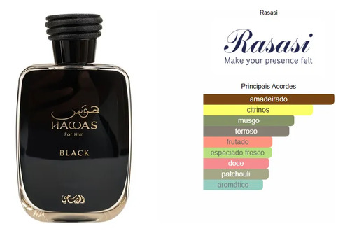 Perfume Eau de Parfum Rasasi Hawas Black Masculino 100 ml