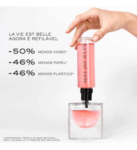 Perfume Feminino Eau de Parfum Fragrância Floral Gourmand Inebriante com Notas de Íris Nobre, Baunilha e Pralinê La Vie Est Belle Lancôme, Frasco com 50ml