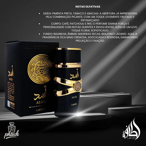 Perfume Lattafa Asad 100ml Eau De Parfum Original Árabe Original Com Nota Fiscal E Selo Original Lataffa