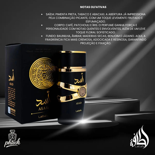 Perfume Lattafa Asad 100ml Eau De Parfum Original Árabe Original Com Nota Fiscal E Selo Original Lataffa