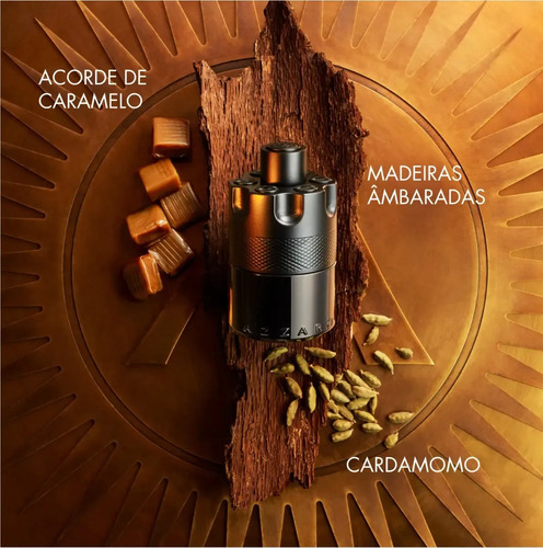 Perfume Masculino Amadeirado Ambarado com Cardamomo e Caramelo, Longa Duração, Azzaro The Most Wanted, Eau de Parfum Intense, 50ml