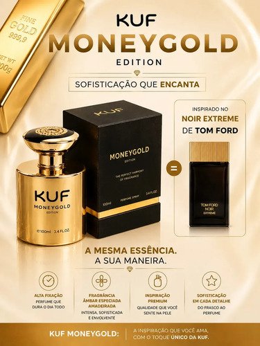 Perfume Masculino Kuf MoneyGold 100ml Importado