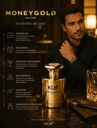 Perfume Masculino Kuf MoneyGold 100ml Importado