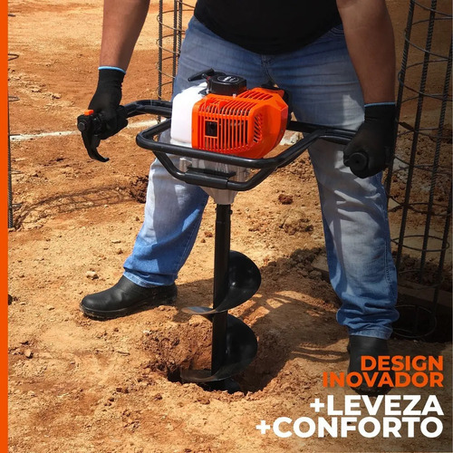 Perfurador De Solo Gasolina 52cc C/ 3 Brocas + Extensão 60cm