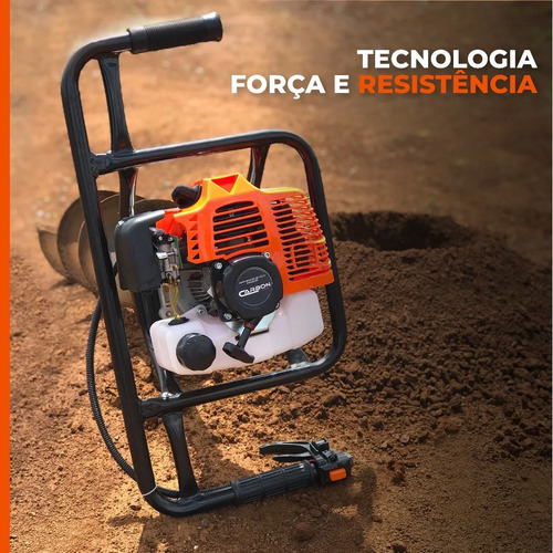 Perfurador Solo Trado Gasolina com 3 Brocas Extensão 1,20m Carbon Fak Laranja