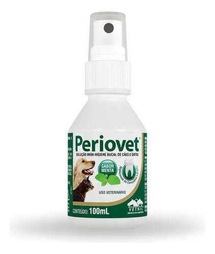 Periovet Spray 100 Ml - Vetnil - Tratamento Tartaro Sabor Menta