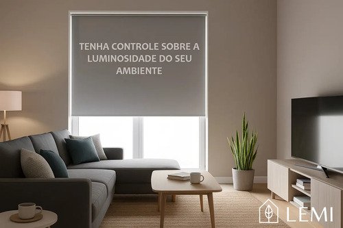 Persiana Cortina Blackout Rolo 160x160 Blecaute 0% Luz Sala Cinza