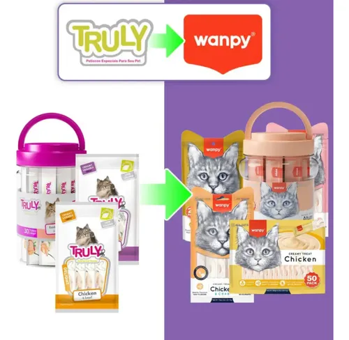 Petisco Gatos Wanpy Truly Creamy Sabores Variados Com 50un