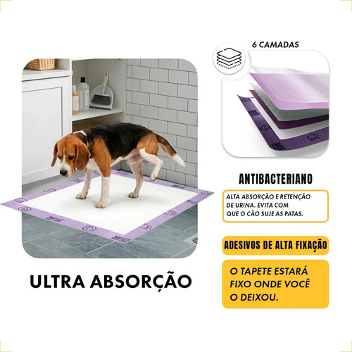 Petlike tapete higiênico para cães ultra pads lavanda 80cm x 60cm com 30 unidades