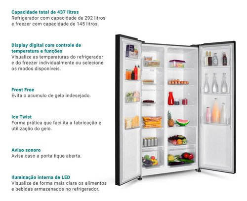 Philco geladeira inverter frost free PRF535I inox com freezer 437l