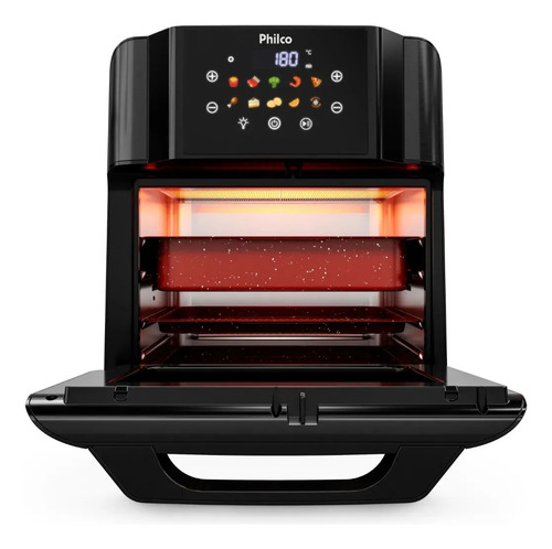 Philco PAF15C Fritadeira Air Fryer Oven 15 Litros Revestimento Redstone Porta Removível Luz Interna 10 Funções 220v Preta