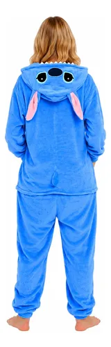 Pijama Macacão Kigurumi Stitch Feminino Adulto Plush Zíper